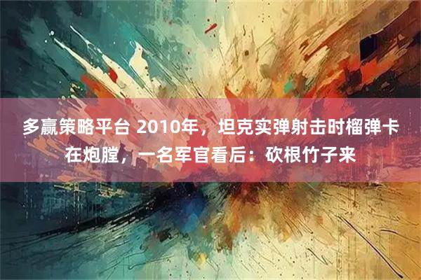 多赢策略平台 2010年，坦克实弹射击时榴弹卡在炮膛，一名军官看后：砍根竹子来