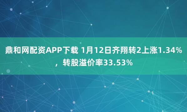 鼎和网配资APP下载 1月12日齐翔转2上涨1.34%，转股溢价率33.53%